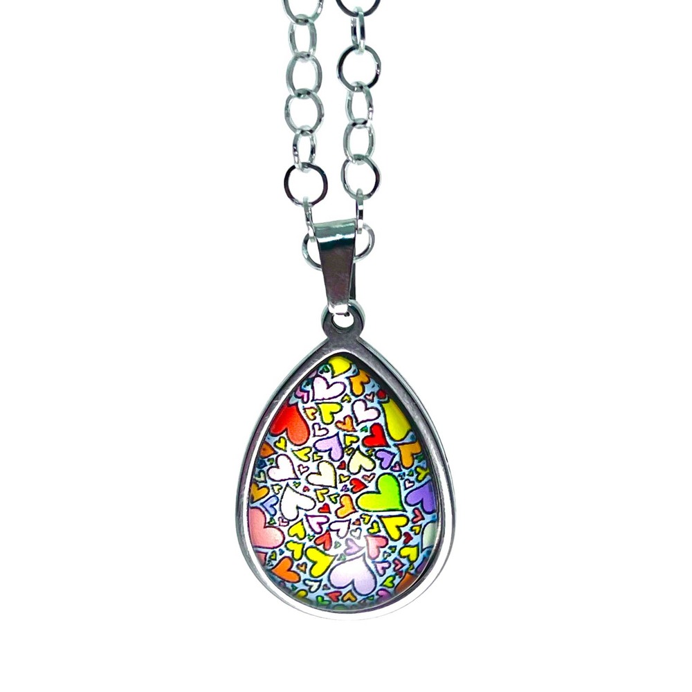 Lilac Love Confetti Teardrop Necklace, Tiny Purple Heart Pendant